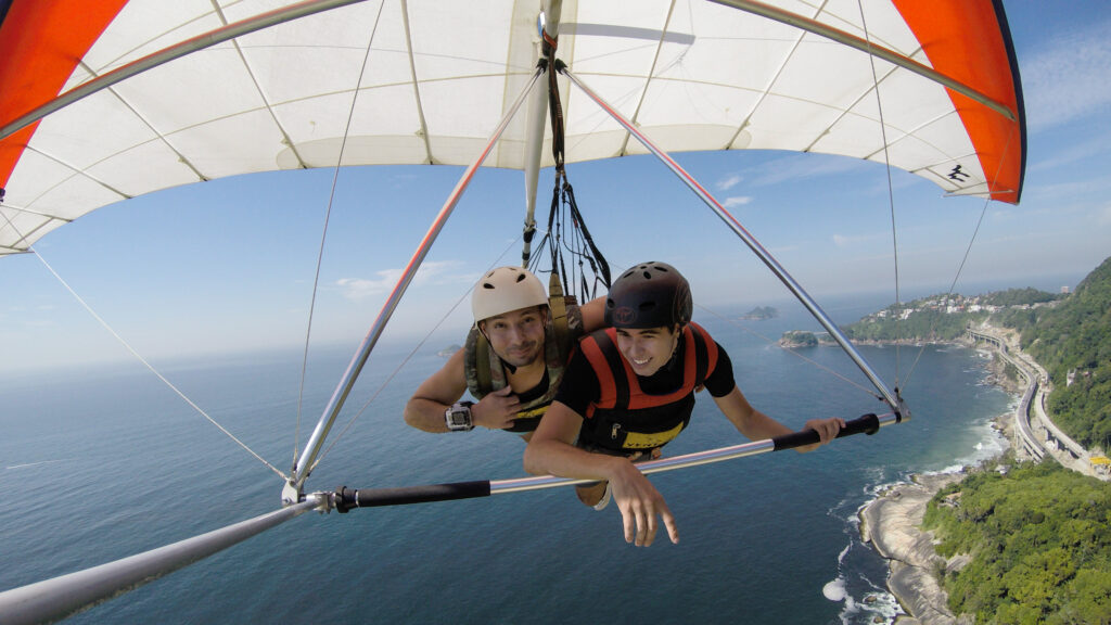 Tandem hang gliding, with an experienced hang glider pilot.