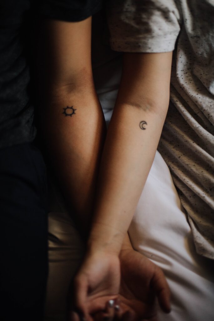 Sun and moon tattoos, some of the most popular couple’s tattoos nowadays.
