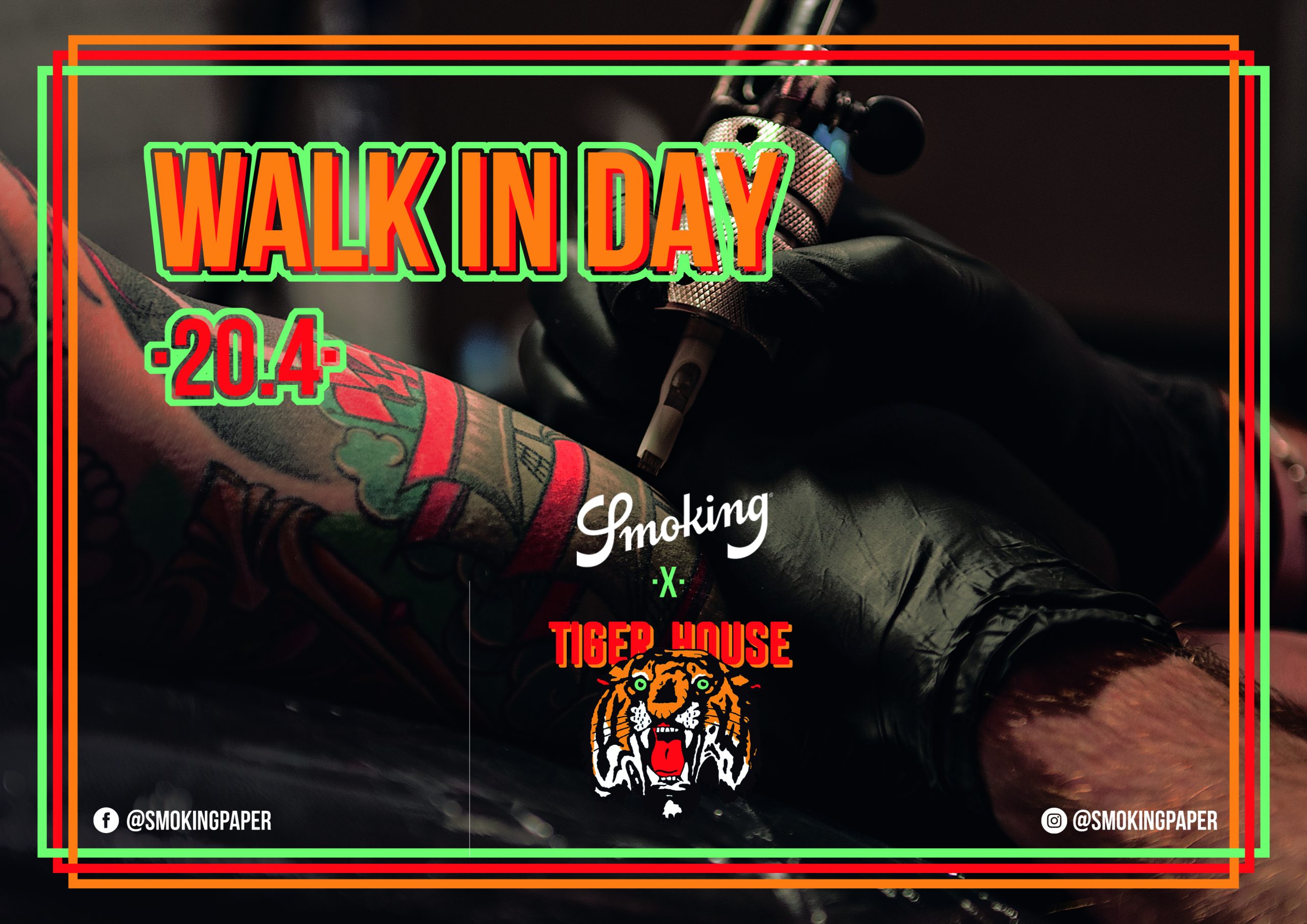 Walk-in Day Tattoos im elektrischen Tiger House Tattoo Studio.