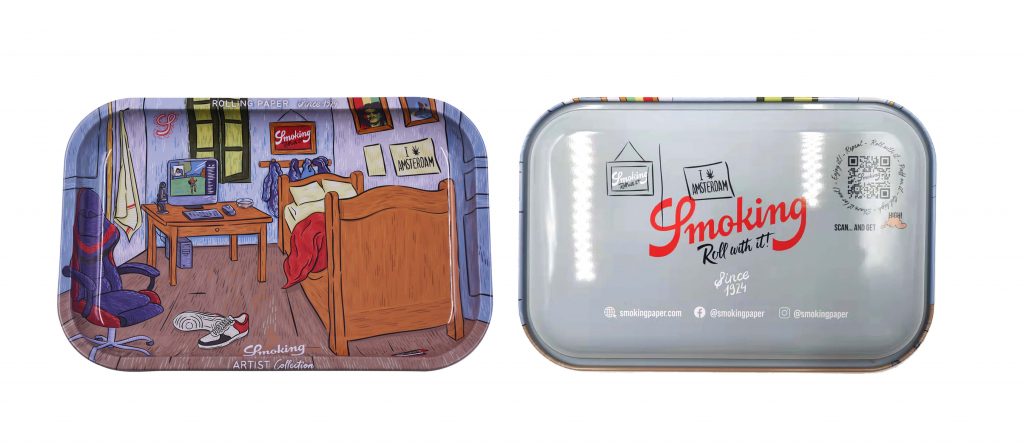 Our cool rolling trays: inspired by Van Gogh’s painting "The Bedroom in Arles".