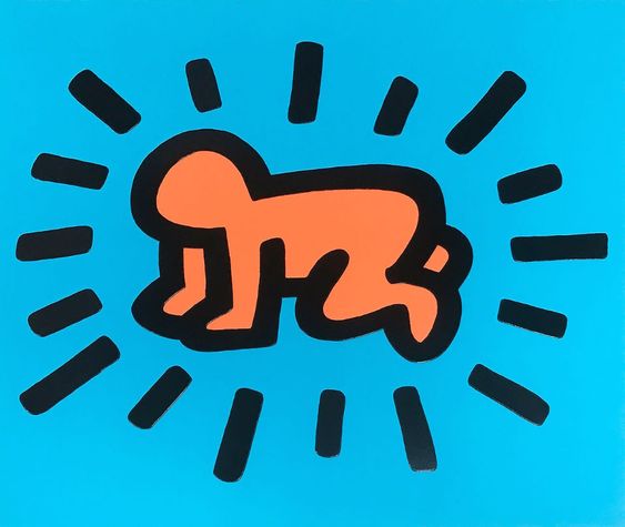 Keith Haring: obras: Radiant Baby (da série Icons), 1990